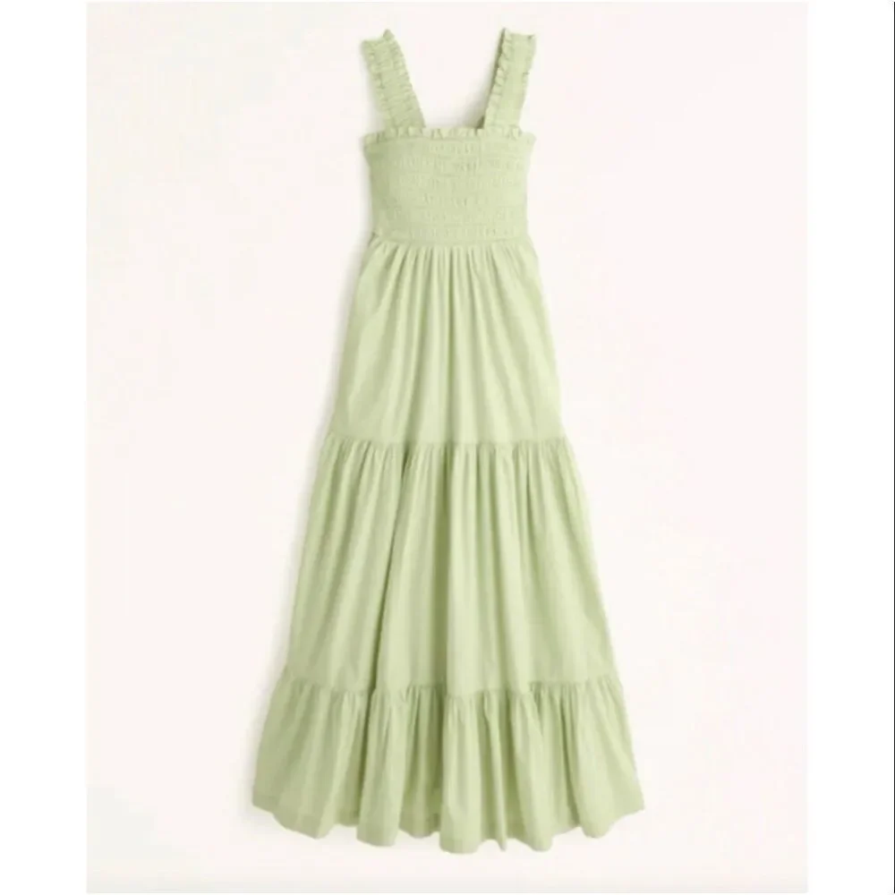 Abercrombie & Fitch Dress Green Smocked Bodice Tiered Boho Size XXS‎
